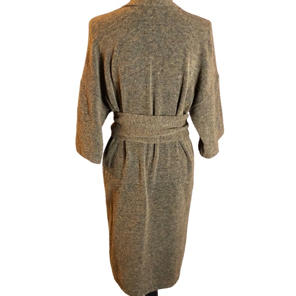 Wool blend longline duster sweater cropped kimono  sleeves and removable… - Picture 3 of 11